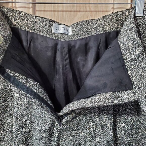 Vintage Clichy Bouclé Pants Suit, Cropped Jacket and Pleated Pants, Size 8 - Picture 11 of 16